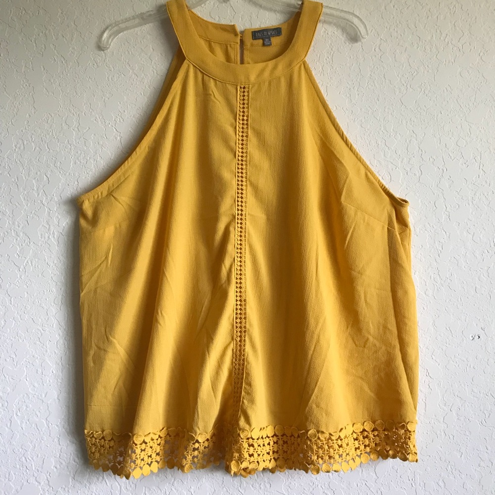 Rags to wishes| Mustard Crochet detailed  tank